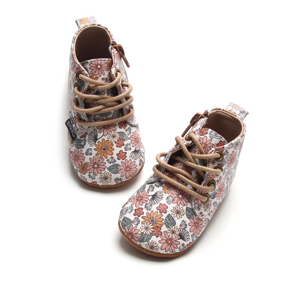 Retro Boho Floral- Boots - soft non slip soles